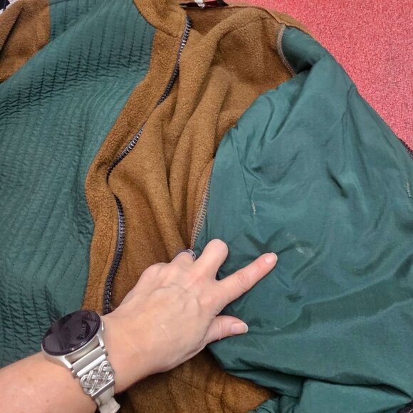 VTG Orvis Fleece Field Jacket XL Green Brown Cargo Shooting Mid Length Outdoor - Picture 10 of 15
